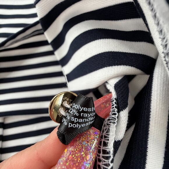 The Limited Striped Fit & Flare Dress Navy White Medium Cocktail, Casual, Event - Picture 7 of 12